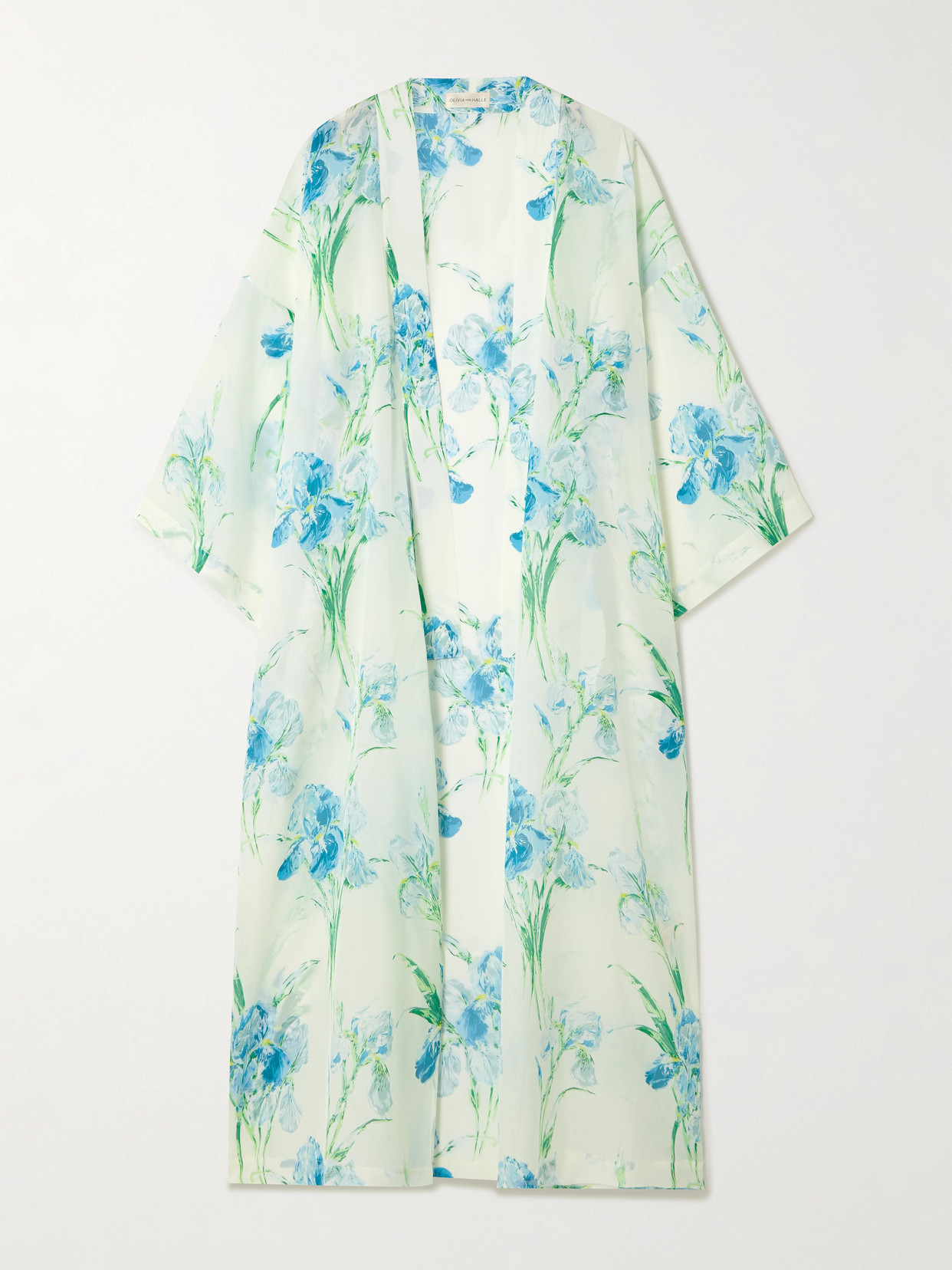 Olivia Von Halle Amaya Belted Floral-print Silk-chiffon Robe