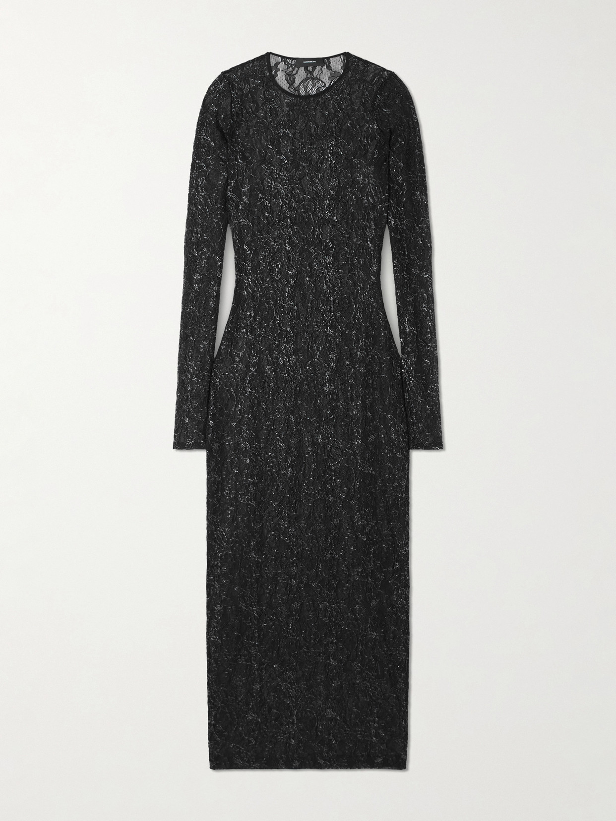 Wardrobe.nyc Metallic Corded Lace Midi Dress In Black