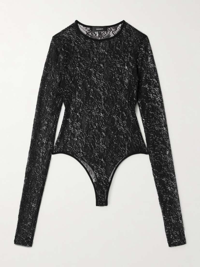 Wardrobe.NYC Metallic Lace Bodysuit