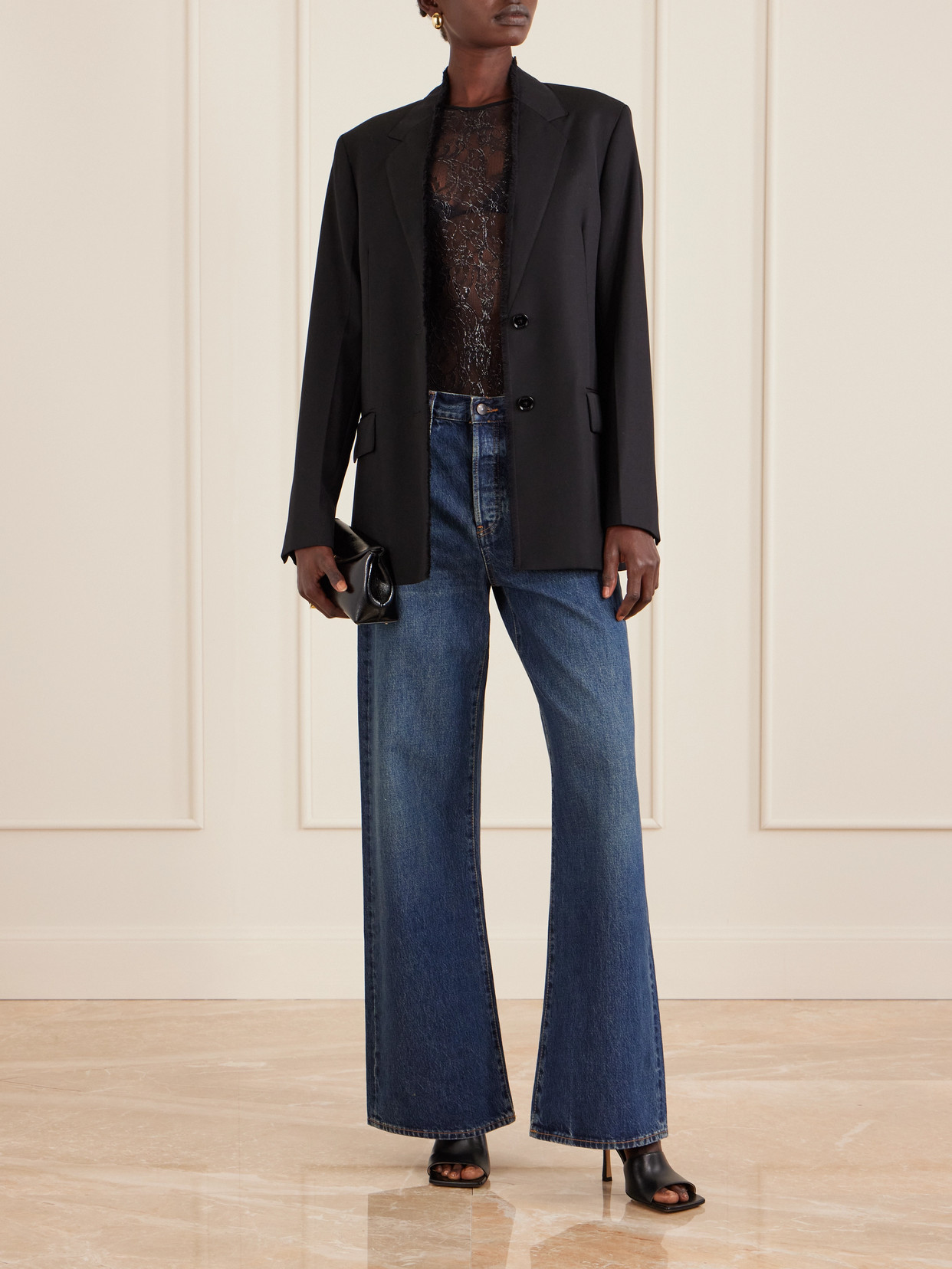 Wardrobe.nyc Metallic Lace Bodysuit In Black