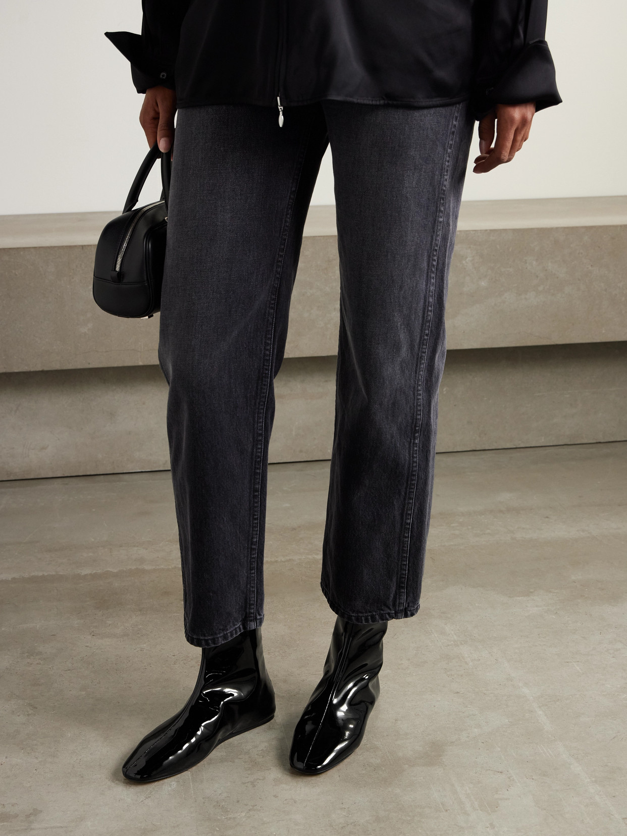 Le Monde Beryl Luna Patent-leather Ankle Boots In Black