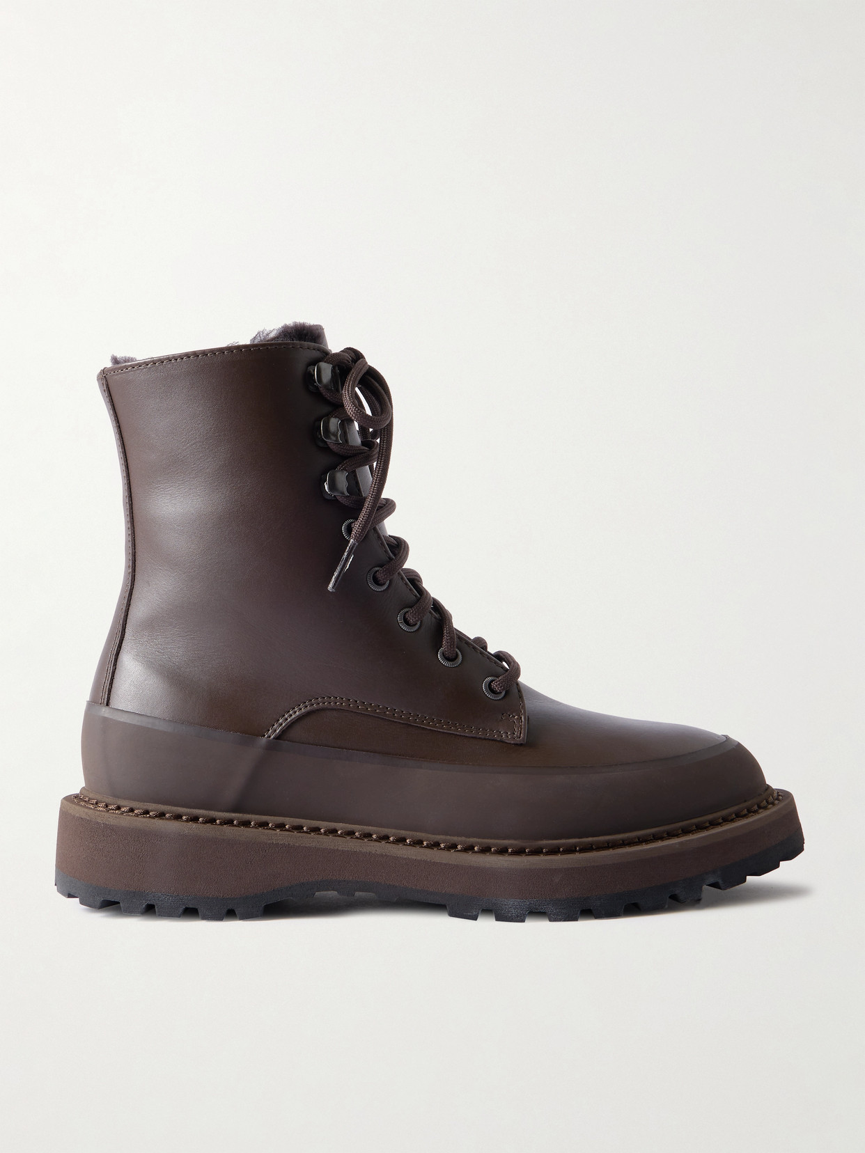 Le Monde Beryl Dolomite Shearling-lined Leather Ankle Boots In Brown