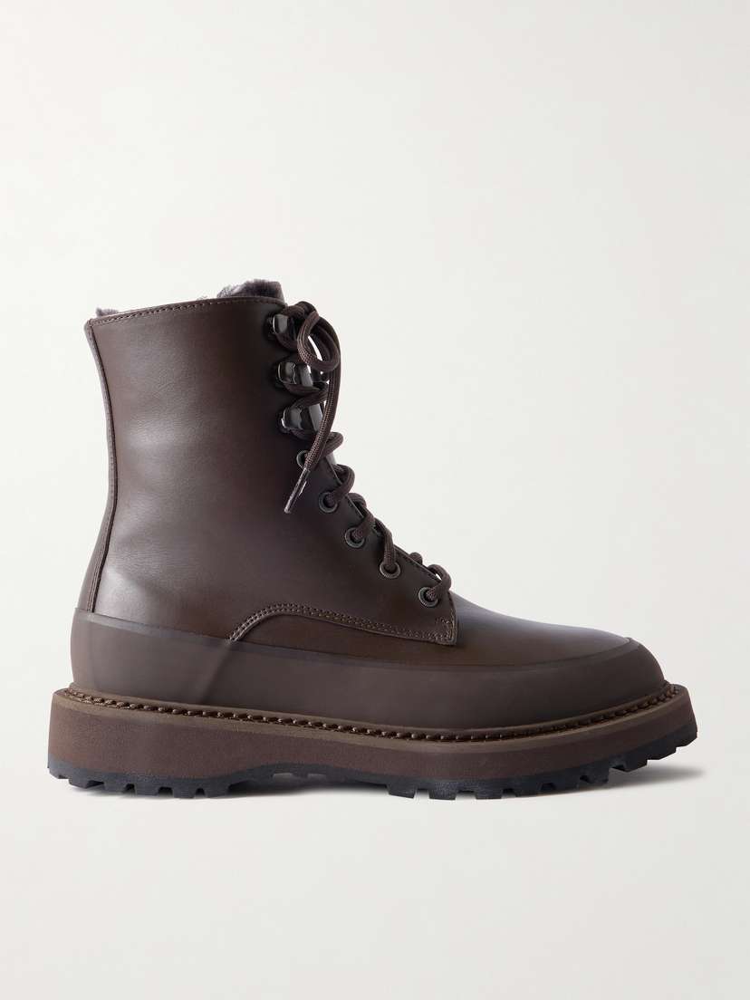 Le Monde Béryl Dolomite Shearling-lined Leather Ankle Boots