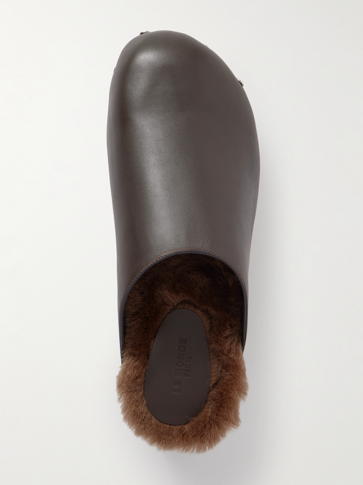 Le Monde Beryl Agnes Shearling-lined Leather Clogs In Brown
