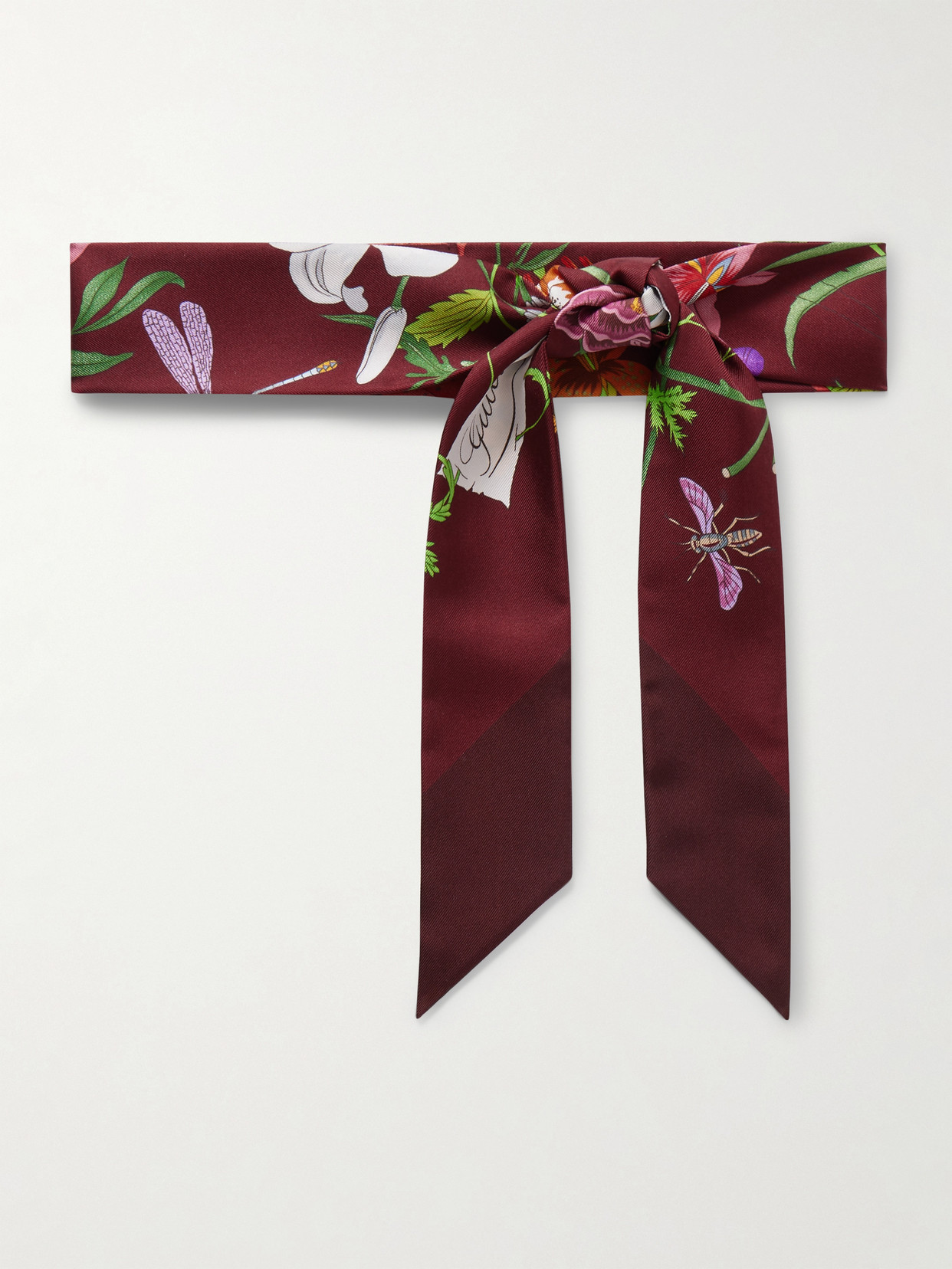 Gucci - Flora Printed Silk-twill Scarf - Burgundy