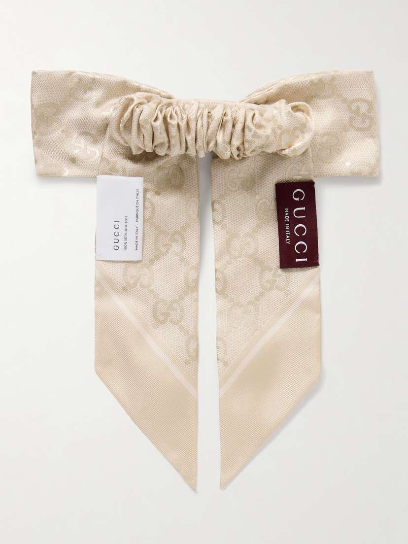 Bow-embellished Printed Silk-twill Hair Tie | Image | 1