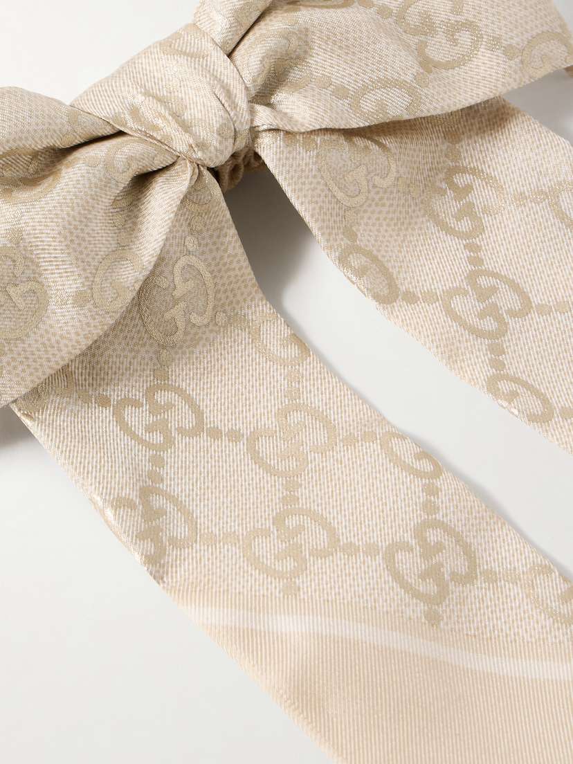 Bow-embellished Printed Silk-twill Hair Tie | Image | 2