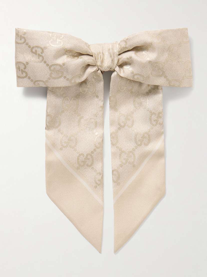 Bow-embellished Printed Silk-twill Hair Tie | Image | 0