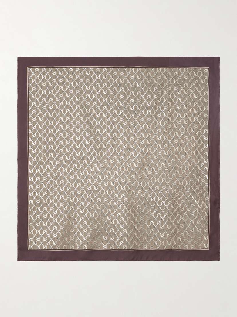 Gucci Printed Metallic Silk-twill Scarf