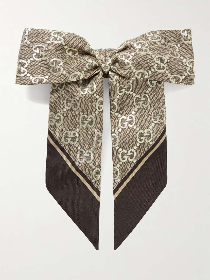 Gucci Bow-embellished Printed Silk-twill Hair Tie