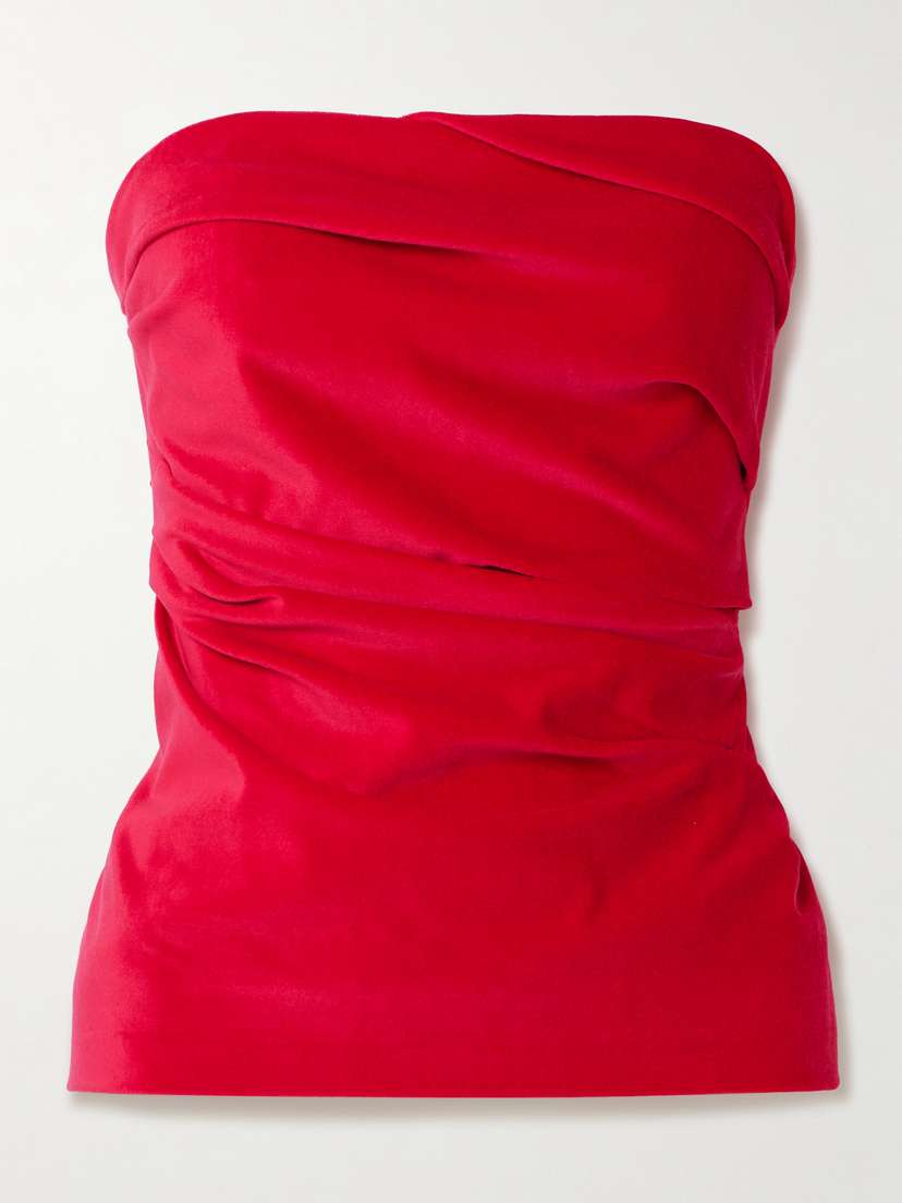 Tove Izel Stretch-cotton And Modal-blend Velvet Bandeau Top