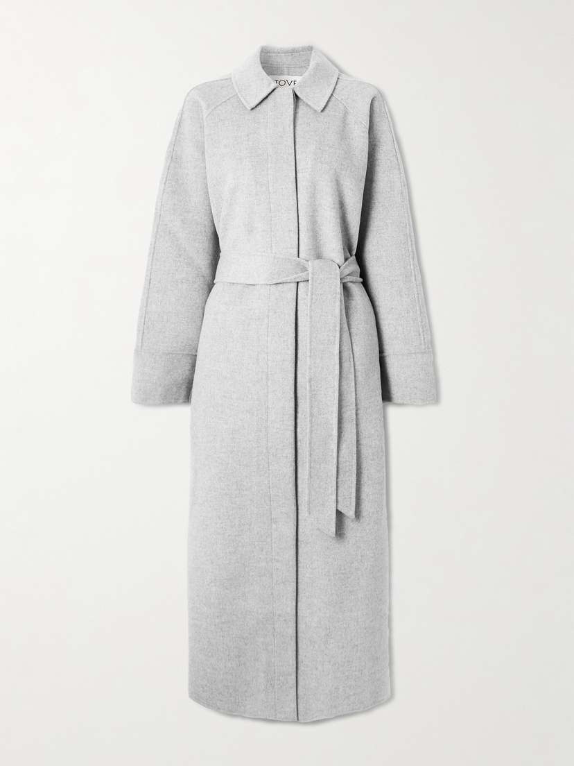 Tove Yoonmi Belted Brushed Wool-blend Coat