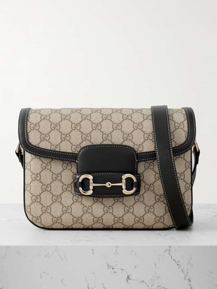 Gucci Horsebit 1955 Leather-trimmed Printed Coated-canvas Shoulder Bag