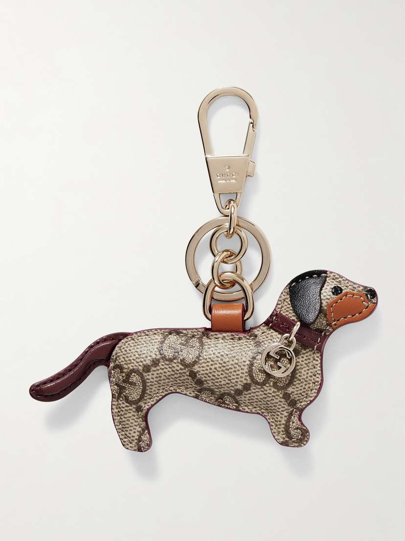 Gucci Embellished Leather Keychain