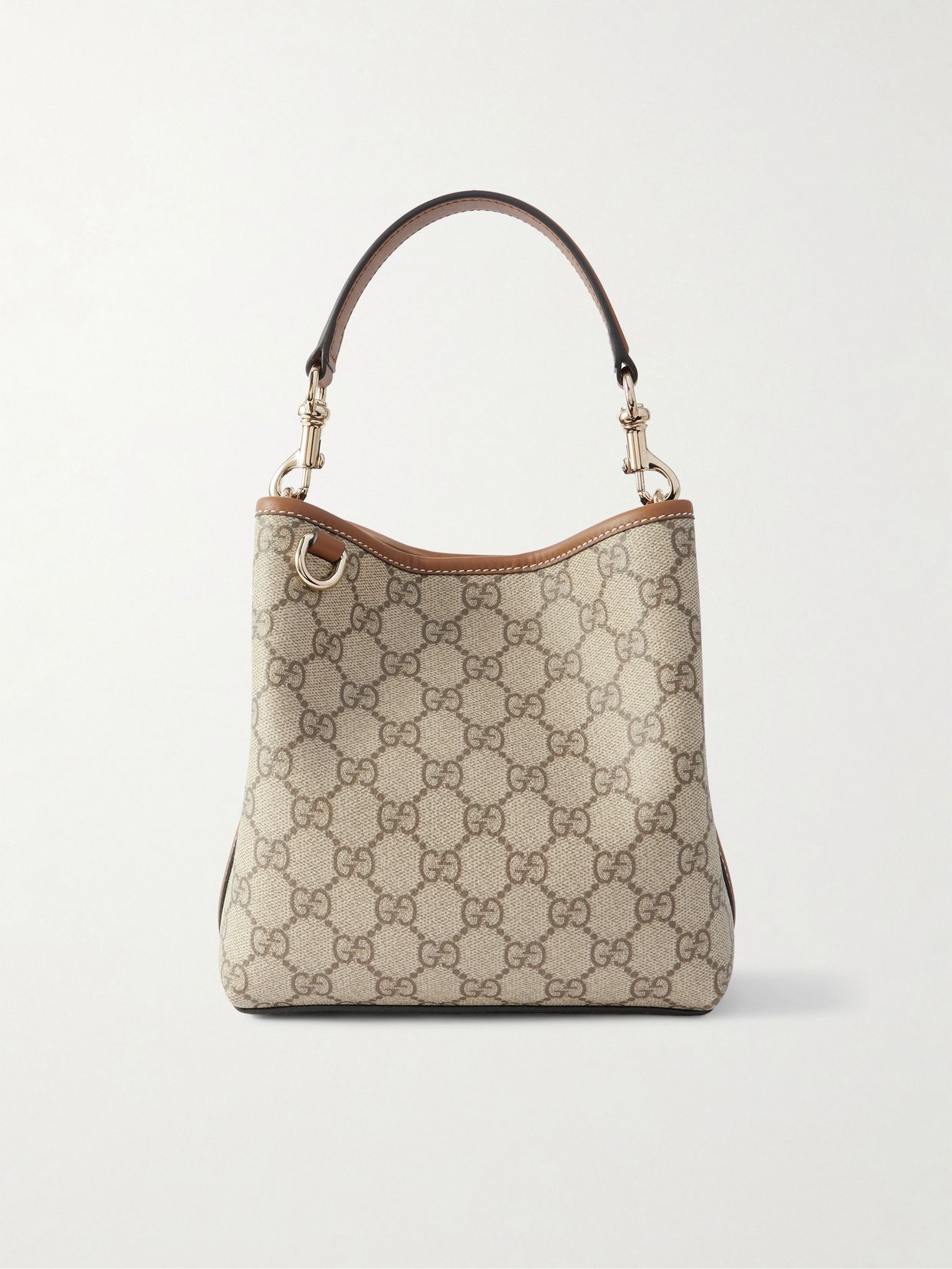 GG Emblem leather-trimmed printed coated-canvas bucket bag