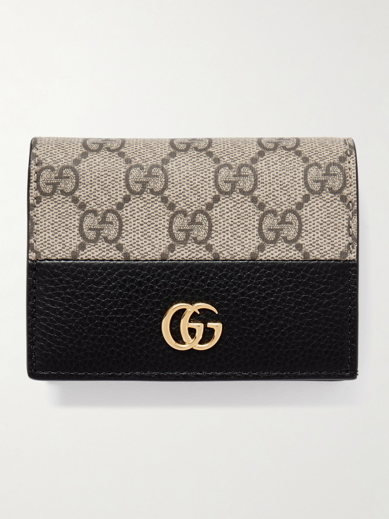 Gucci Gg Marmont Petite Textured-leather And Printed Coated-canvas Wallet