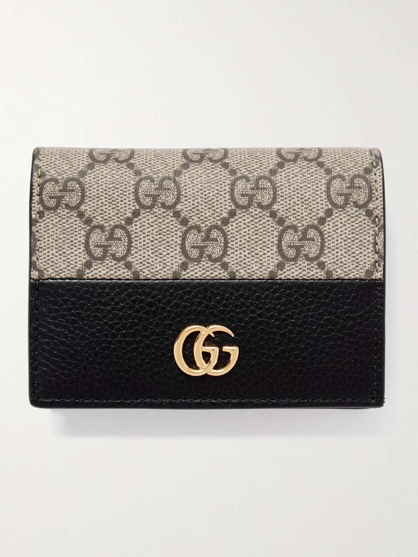 Gucci Gg Marmont Petite Textured-leather And Printed Coated-canvas Wallet