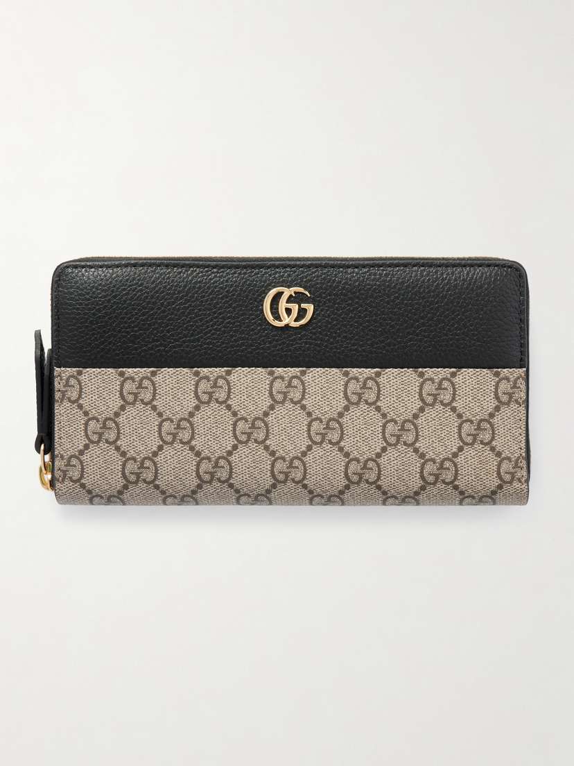 Gucci Petite Marmont Textured Leather-trimmed Printed Coated-canvas Wallet