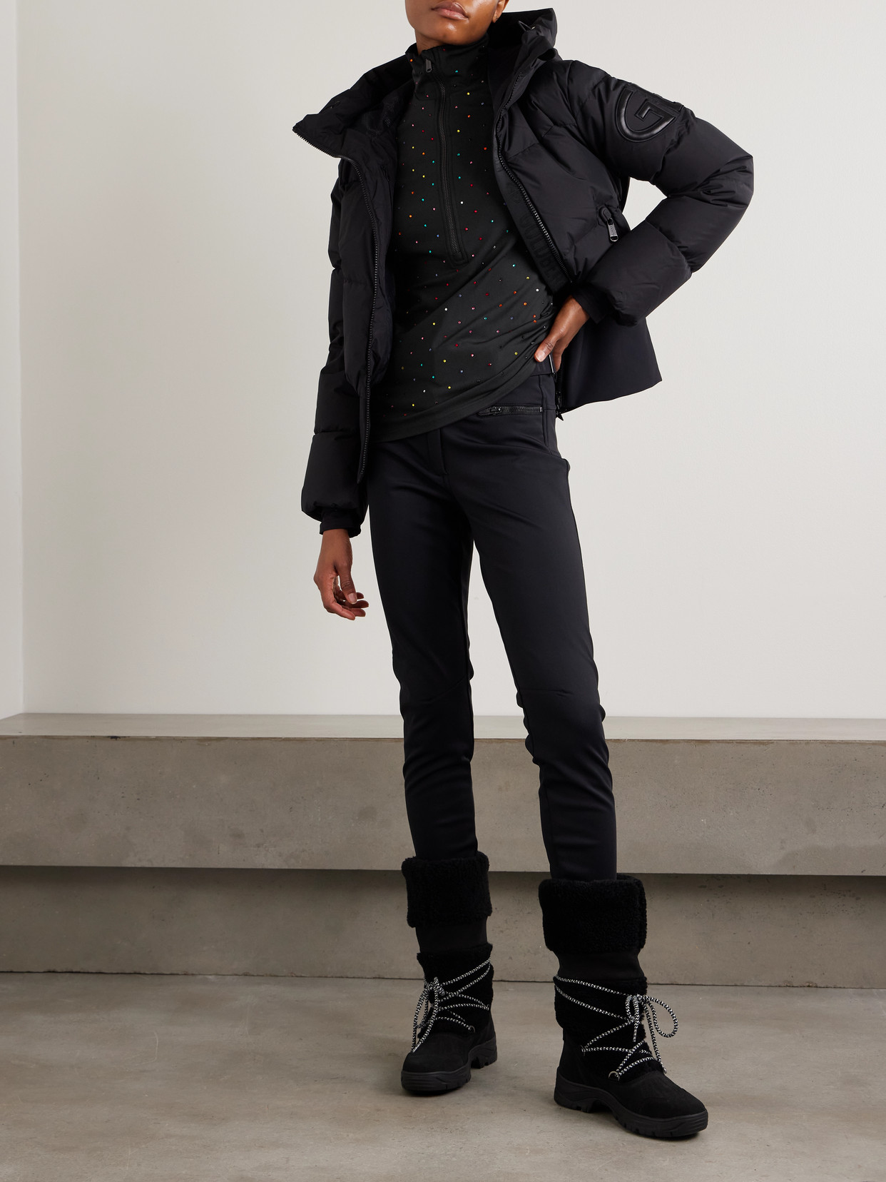 Éclair Crystal-Embellished Stretch Recycled-Jersey Half-Zip Top