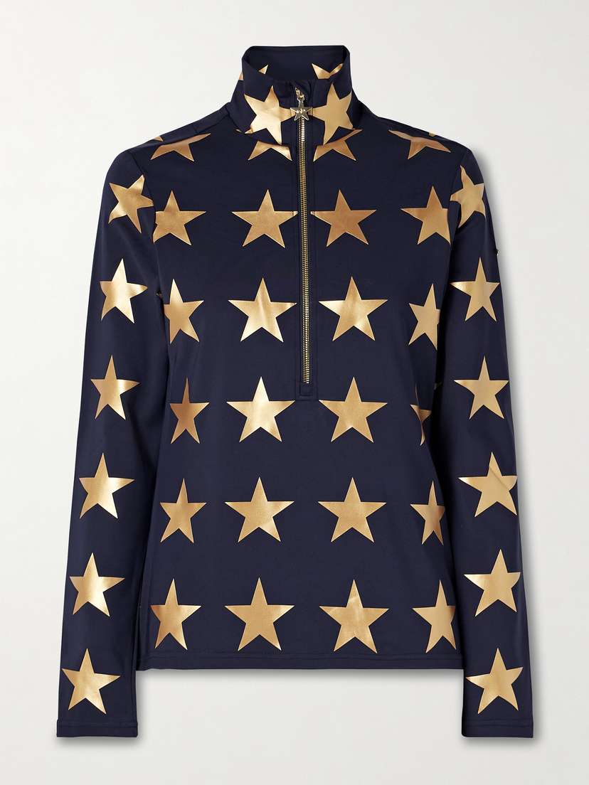 Goldbergh Lunaria Metallic Printed Stretch Recycled-jersey Base Layer