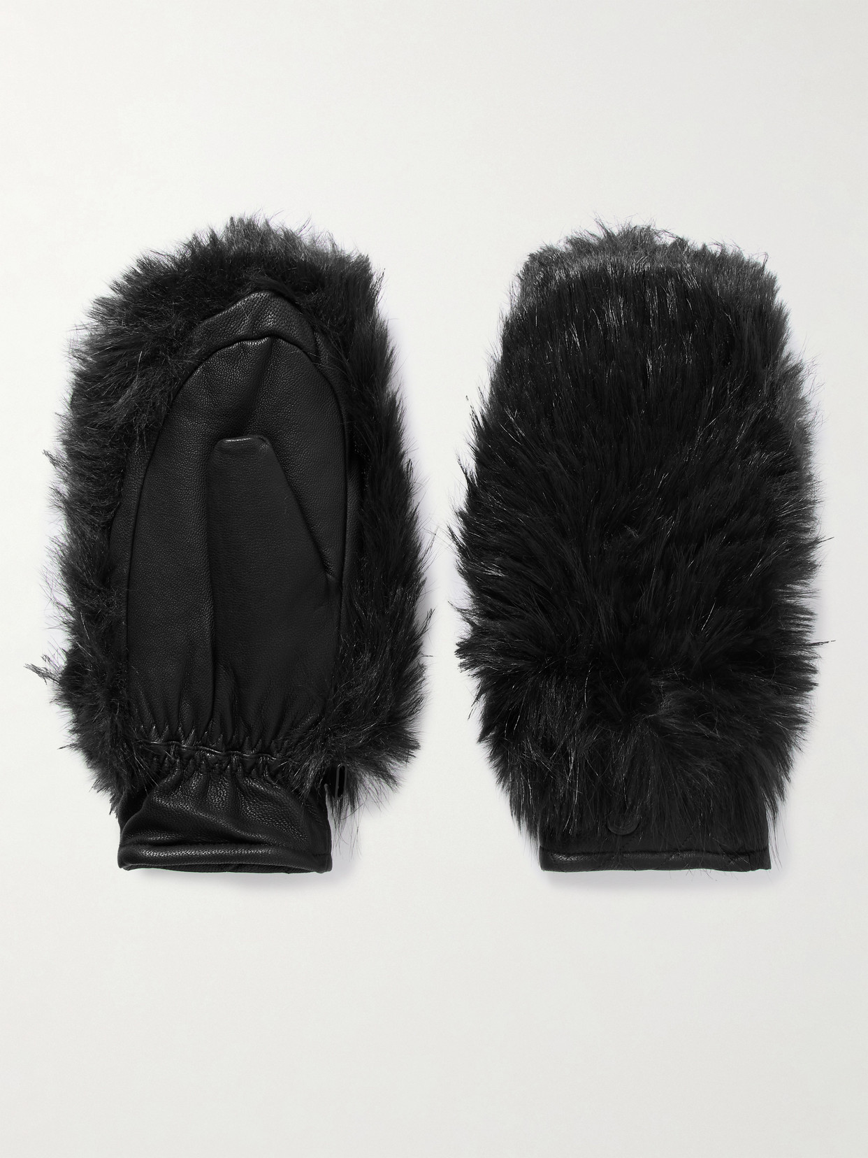 Goldbergh Hill Plush-trimmed Padded Leather Ski Gloves In Black