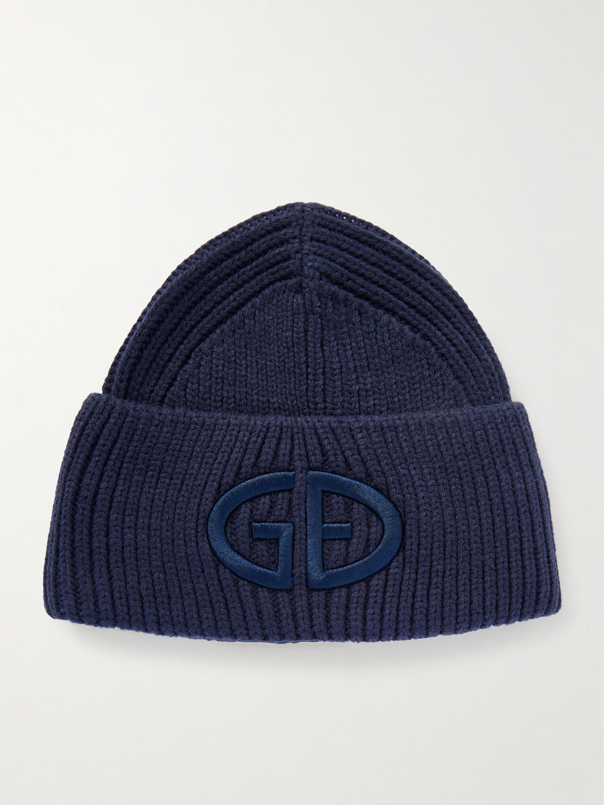 Goldbergh Valerie Embroidered Ribbed-knit Beanie In Blue