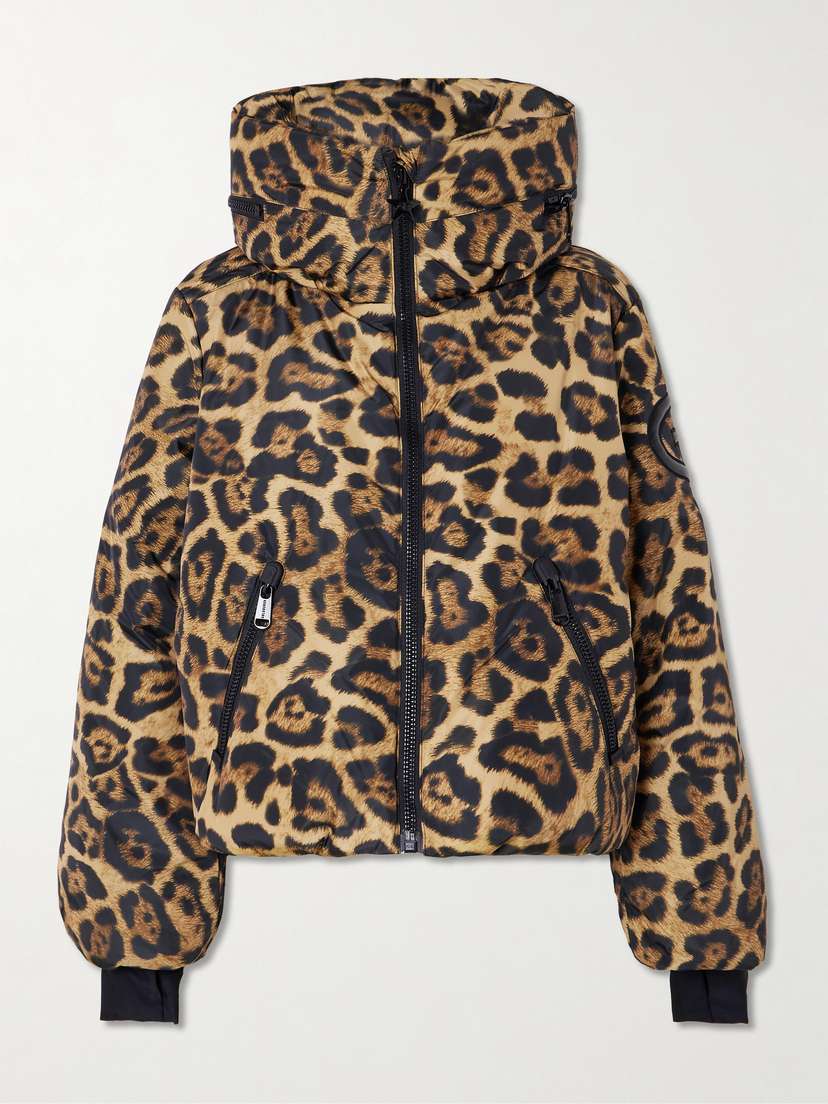 Goldbergh Pantera Leopard-print Hooded Padded Recycled Down Ski Jacket