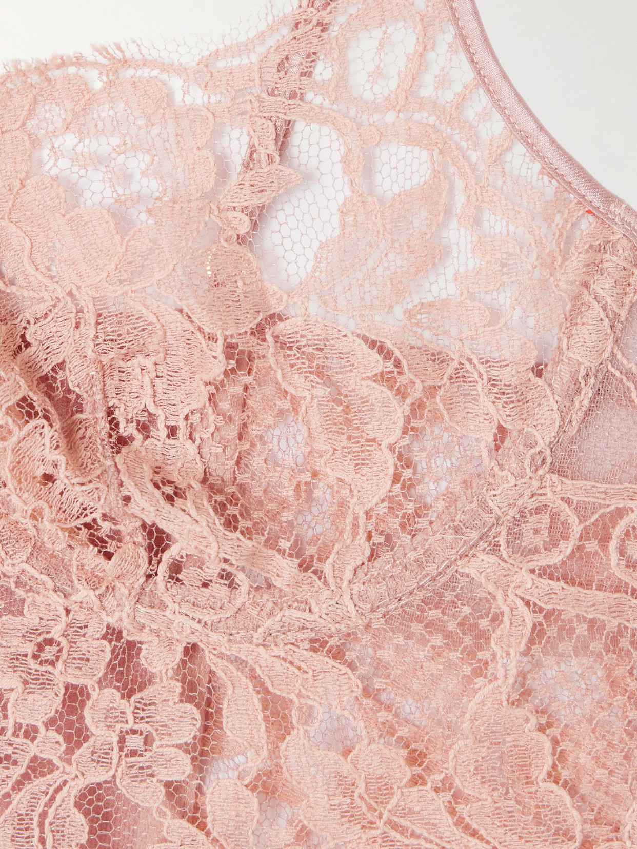 Kiki De Montparnasse Camille Stretch-silk Satin-trimmed Organic Cotton-blend Lace Underwired Bra In Pink