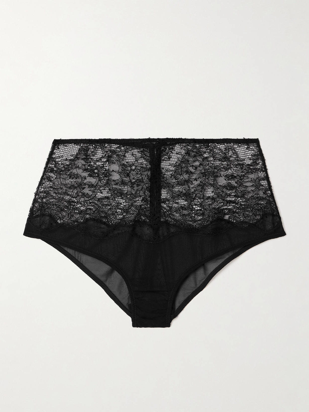 Kiki De Montparnasse La Follie Lace And Mesh Briefs In Black