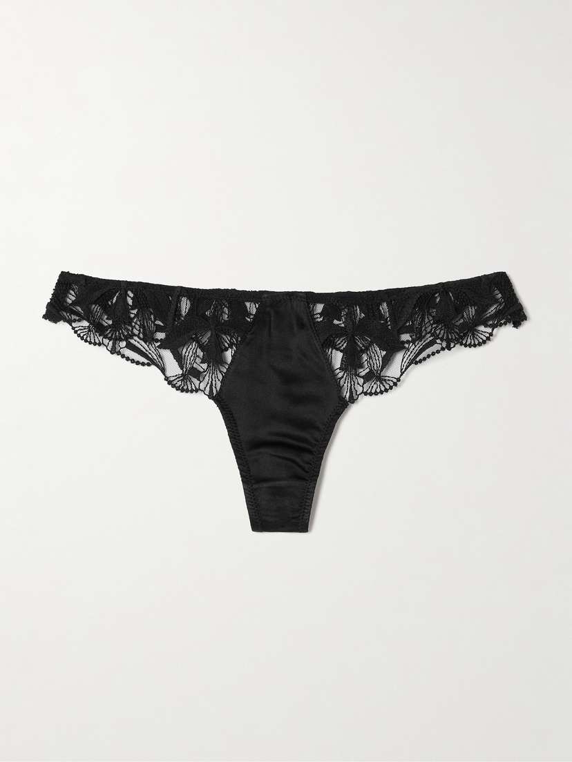 Kiki de Montparnasse Eclore Lace And Stretch-silk Thong