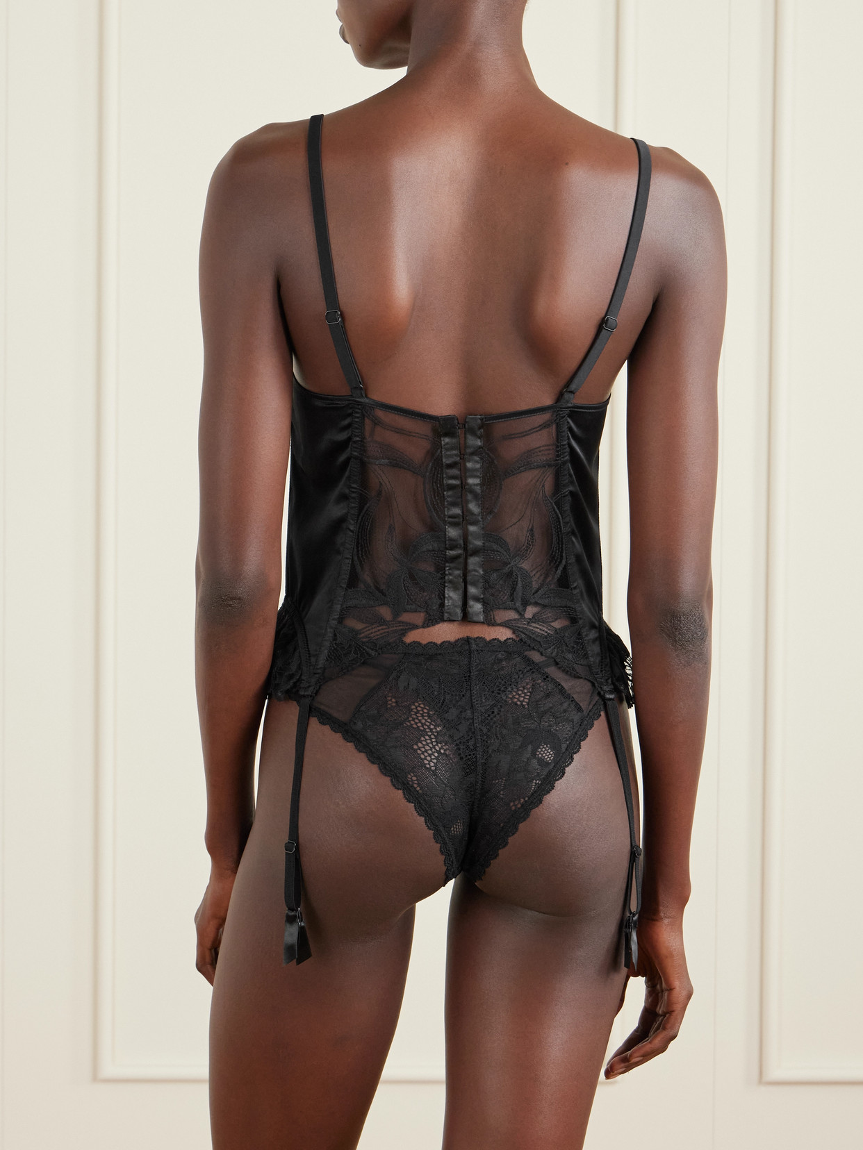 Kiki De Montparnasse Merry Widow Embroidered Tulle-paneled Stretch-silk Corset In Animal Print