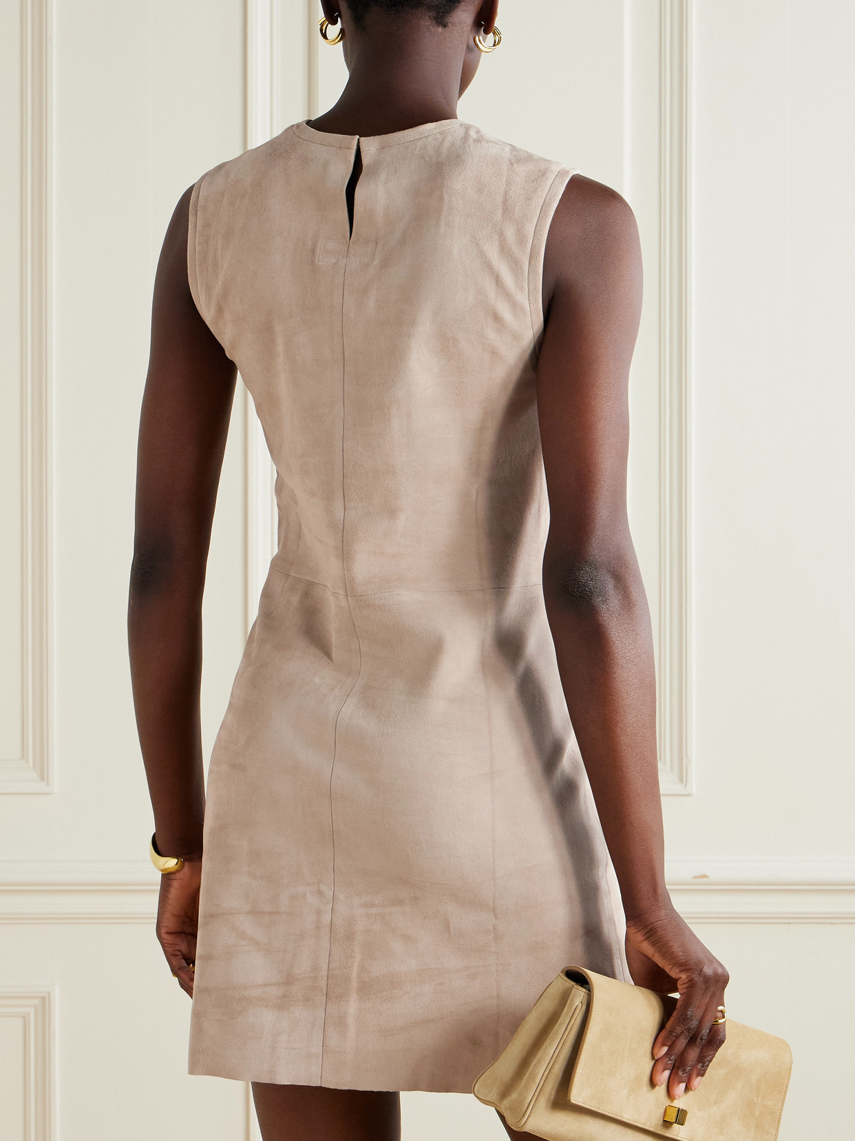 Stouls Miuccia Paneled Suede Mini Dress