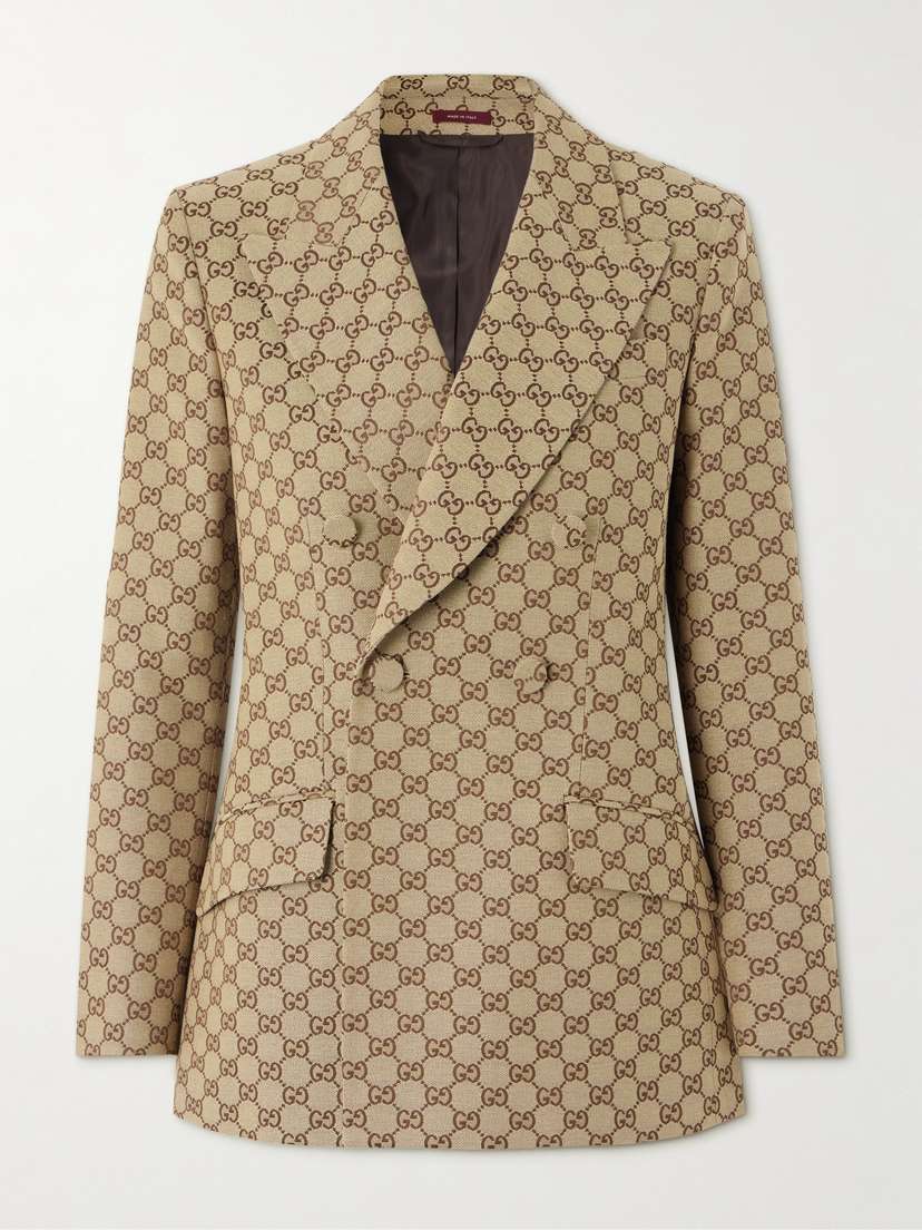Gucci Double-breasted Cotton-blend Canvas-jacquard Blazer