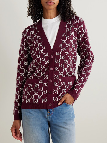 Gucci Reversible jacquard-knit wool-blend cardigan