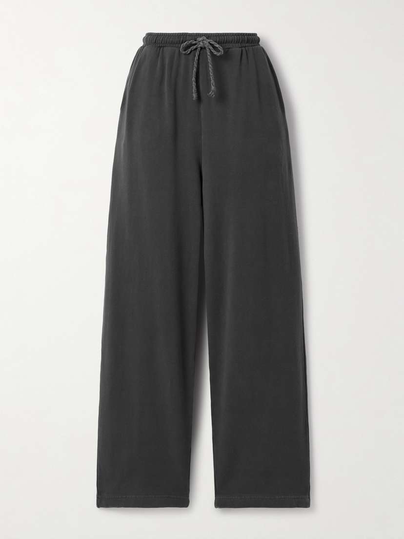 The Elder Statesman Daily Cotton And Cashmere-blend Wide-leg Track Pants