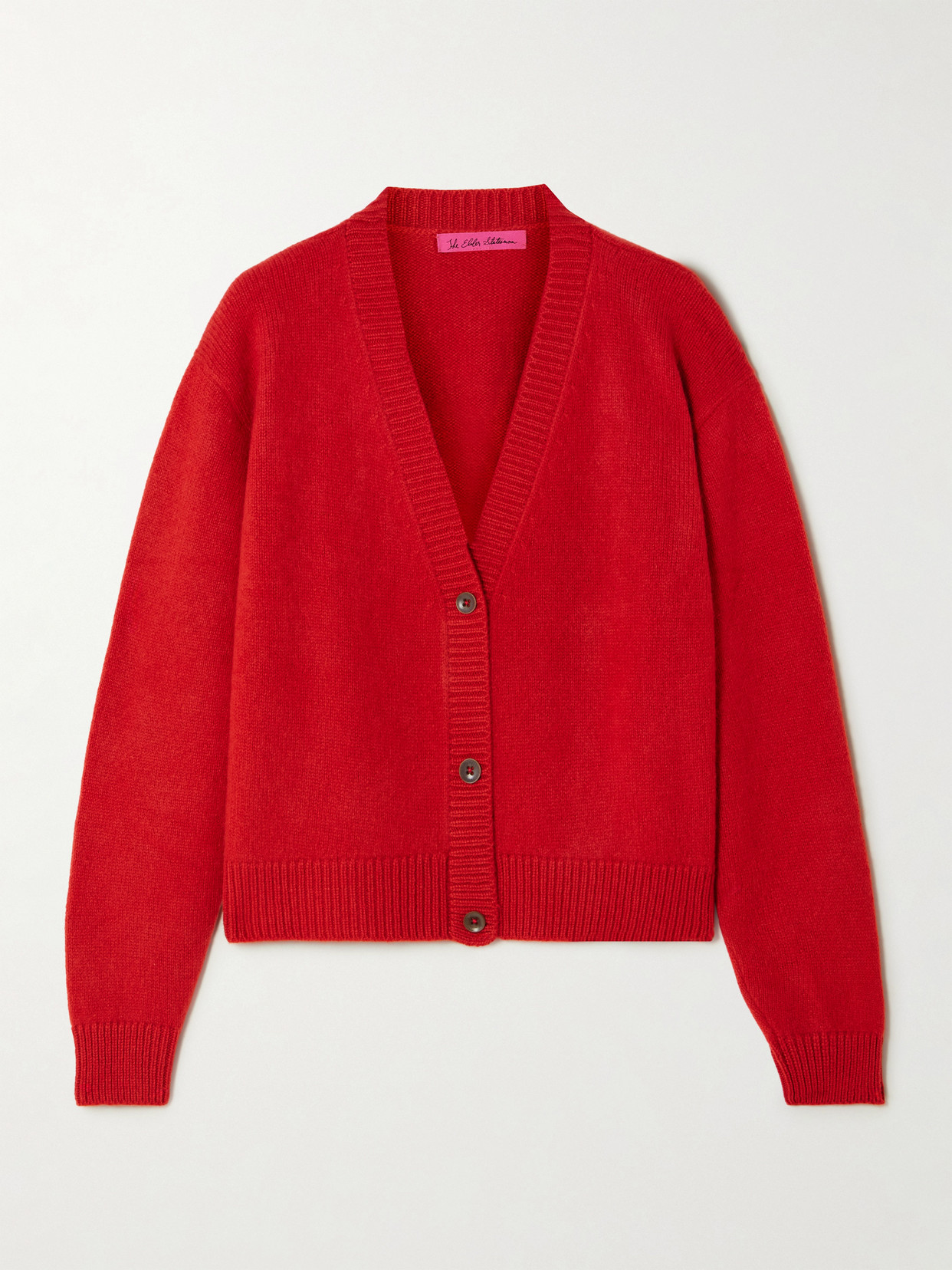 The Elder Statesman Cashmere Cropped Cardigan In Red