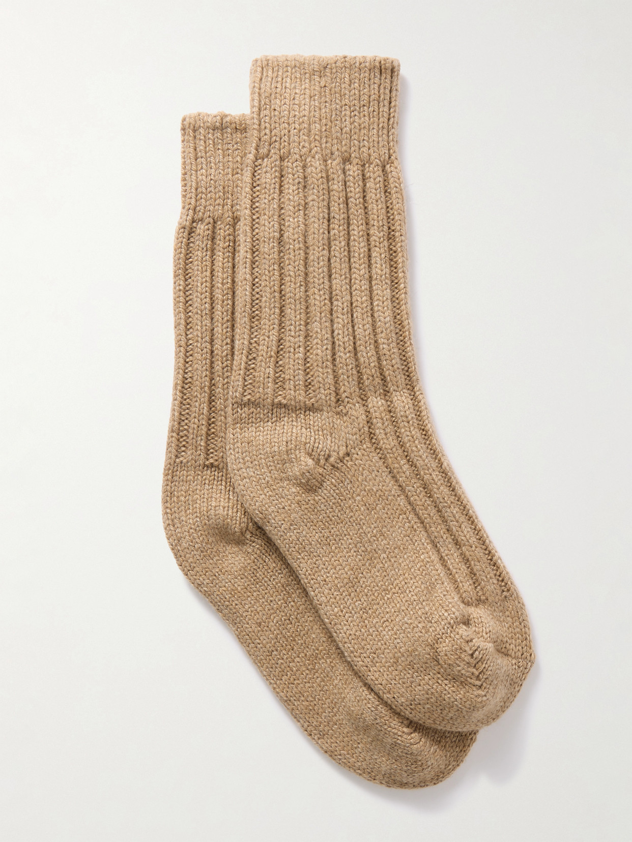 The Elder Statesman Yosemite Ribbed Cashmere Socks In Brown
