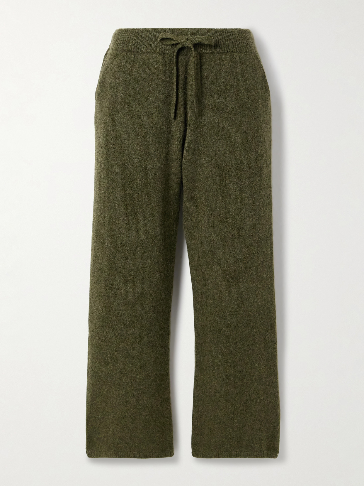 The Elder Statesman Ribbed Cashmere Track Pants In Green