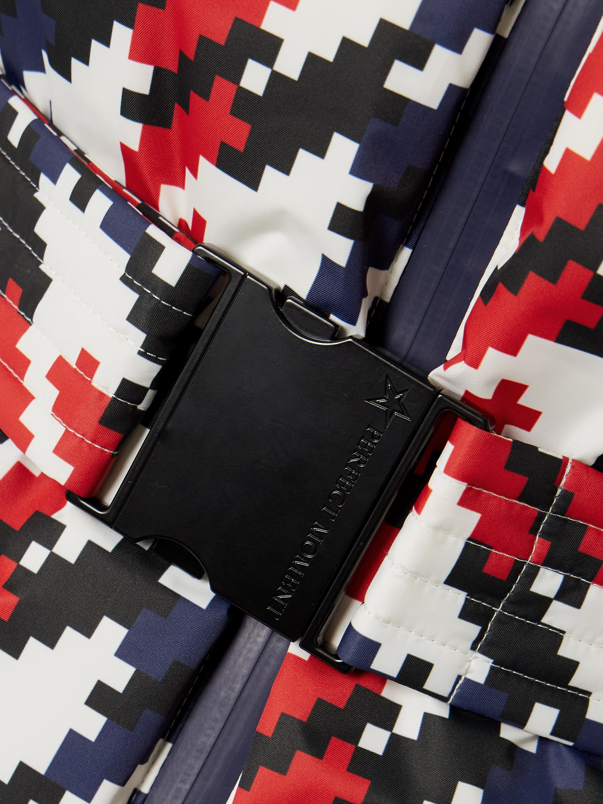 Perfect Moment Candice Hooded Belted Houndstooth Down Ski Jacket In Multi