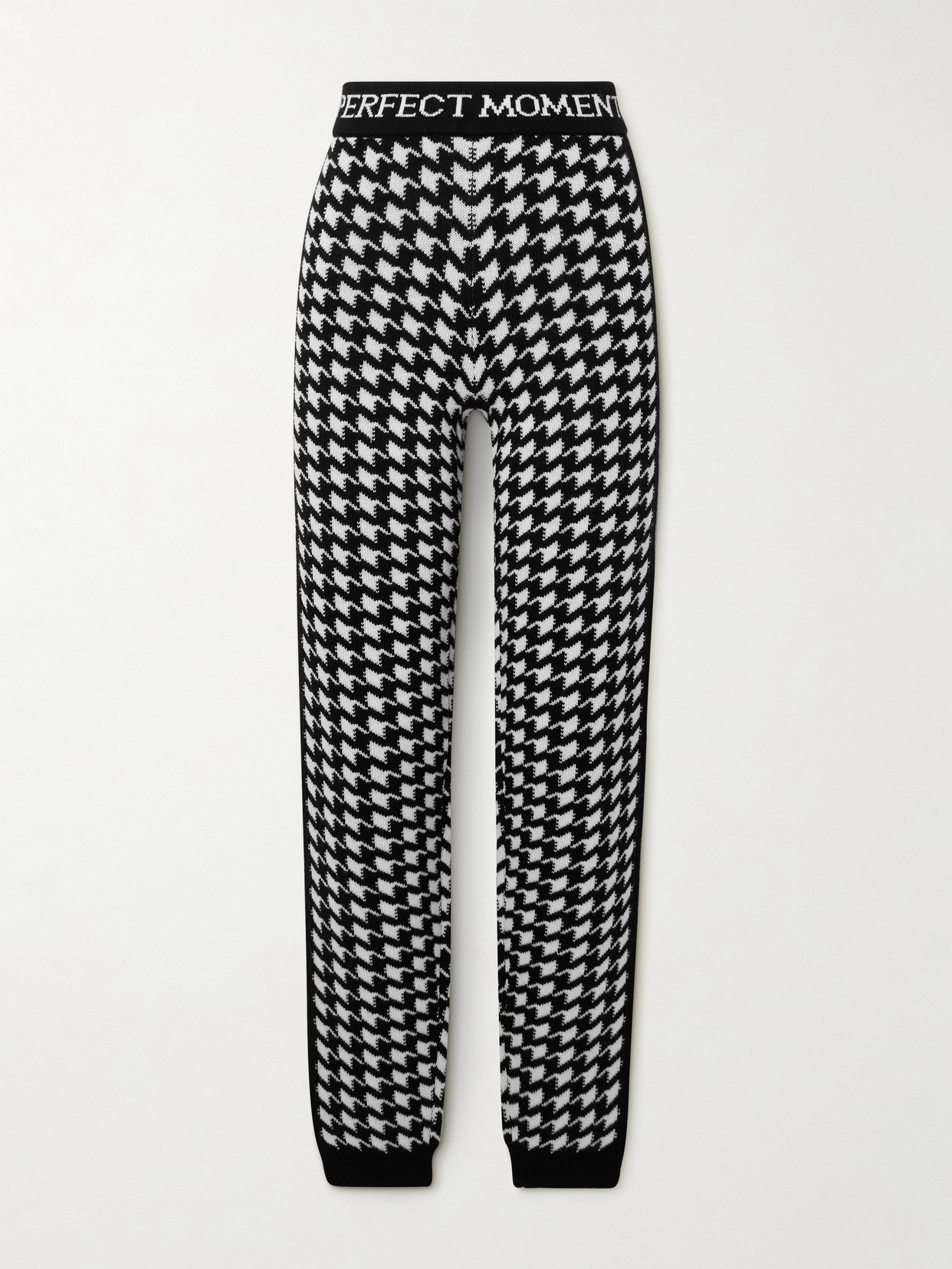 Perfect Moment Houndstooth Merino Wool Leggings In Black