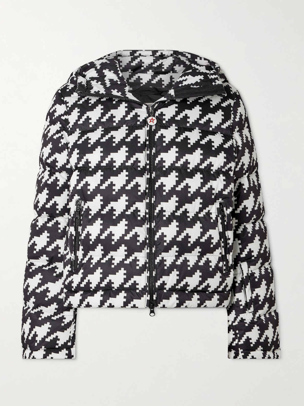 Perfect Moment Polar Flare Quilted Houndstooth Down Ski Jacket In Multi
