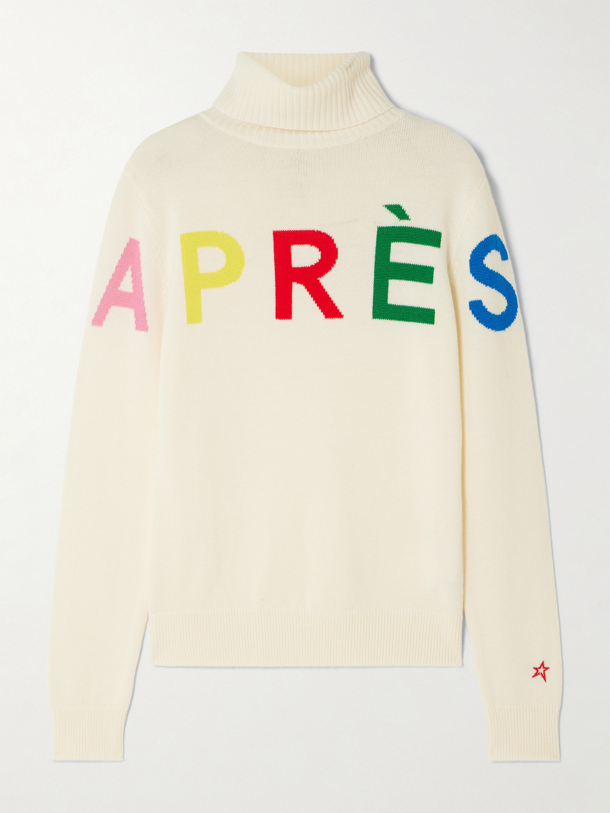 Perfect Moment Intarsia Merino Wool Turtleneck Sweater In Neutral