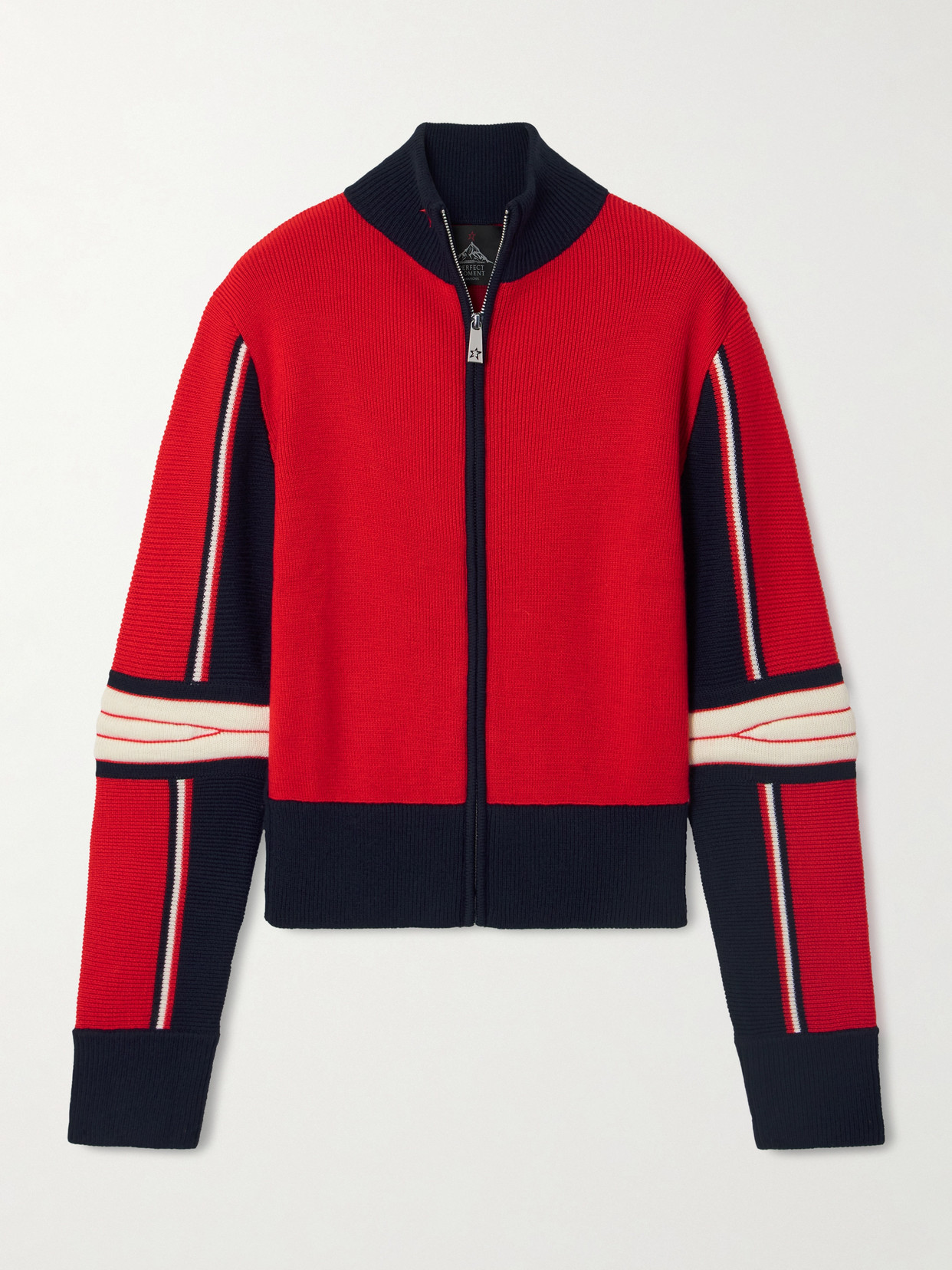 Perfect Moment Merino Wool Cardigan In Red