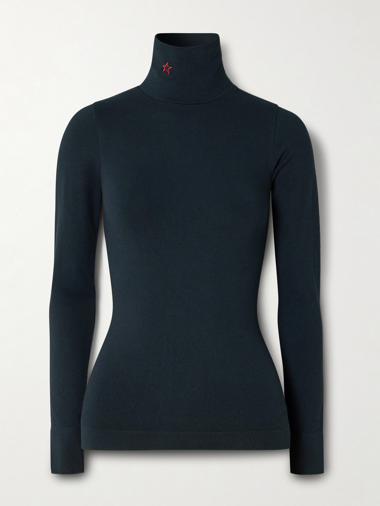 Perfect Moment Ribbed Thermal Modal-blend Turtleneck Top In Black