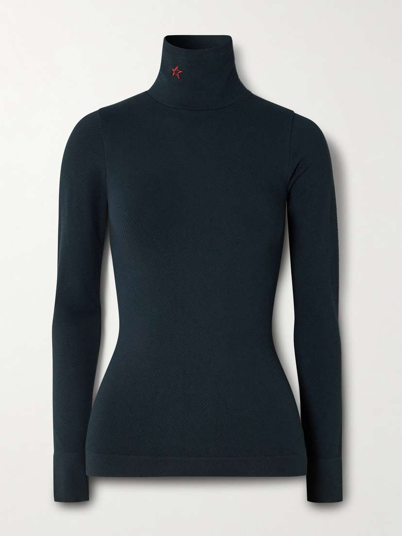 Perfect Moment Ribbed Thermal Modal-blend Turtleneck Top