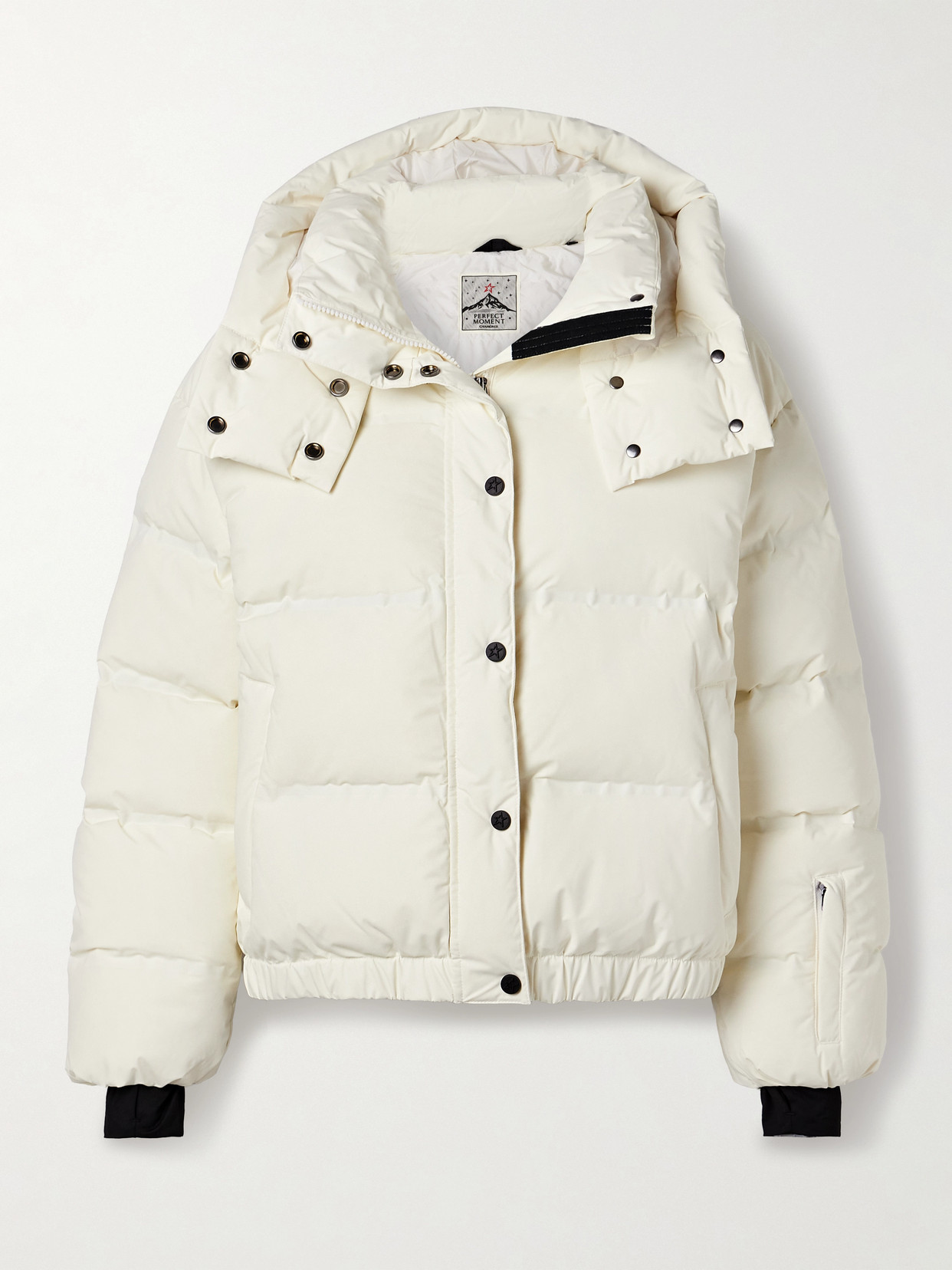 Perfect Moment Polar Flare Hooded Down Ski Jacket In White