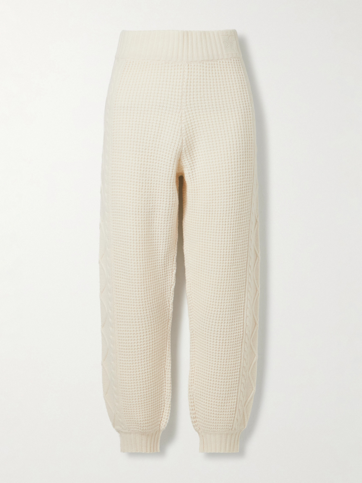 Perfect Moment Crystal Cable-knit Wool Tapered Pants In White