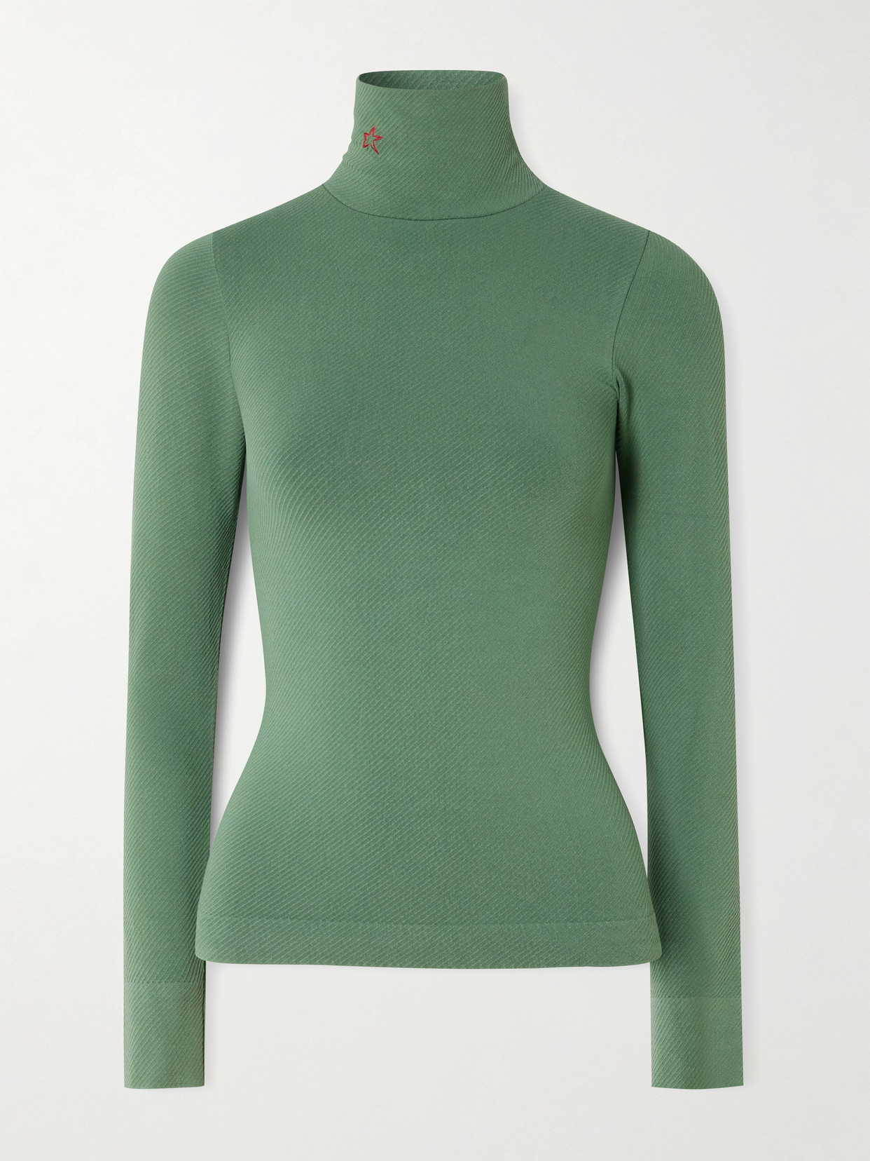 Perfect Moment Womens Seamless Thermal Roll-neck Modal And Cashmere-blend Ski Top Parisian Green In Green