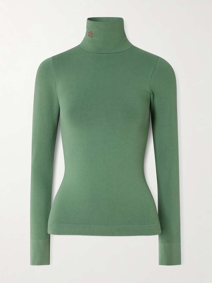 Perfect Moment Ribbed Thermal Modal-blend Turtleneck Top
