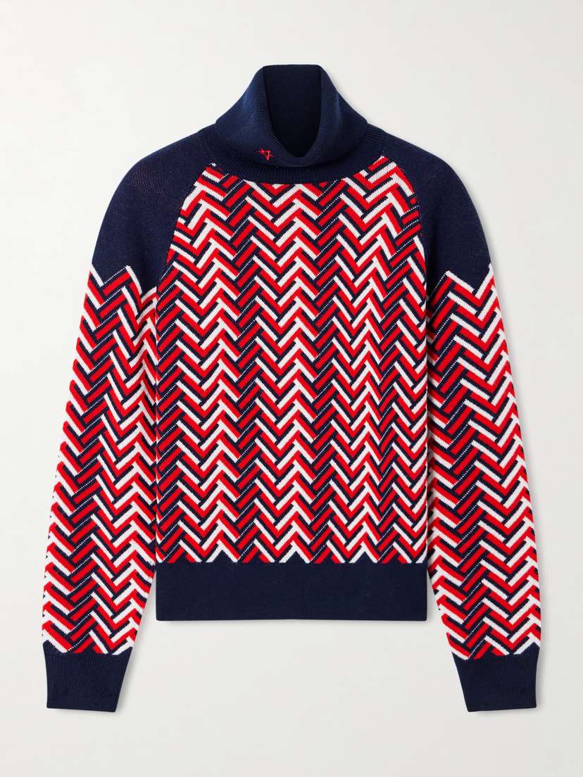 Perfect Moment Jacquard-knit Wool Turtleneck Sweater